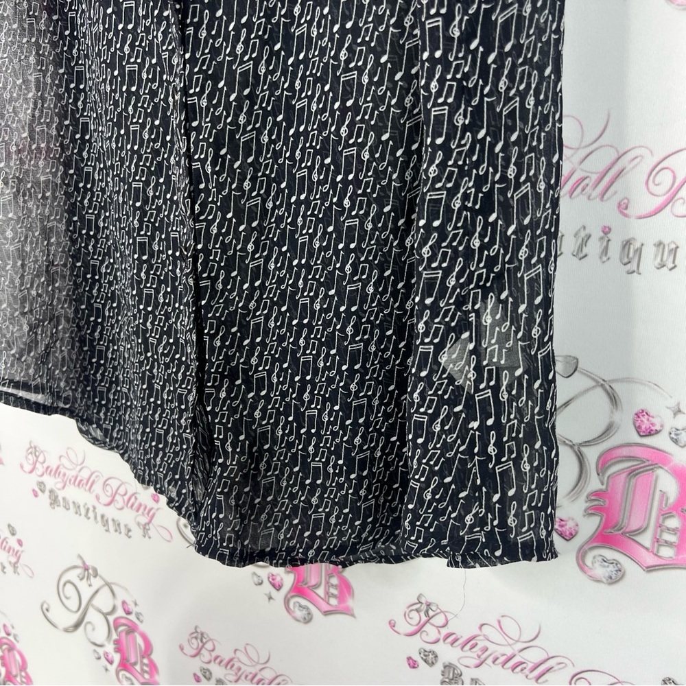 CAbi tank top music 🎵 notes ruffle Black and White Sleeveless Blouse - Picture 4 of 8